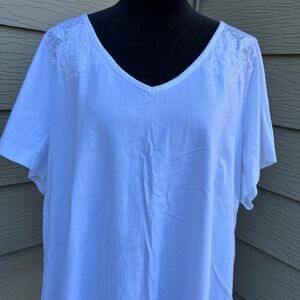 Lane Bryant white dressy T-shirt, V-neck, short sleeve, women's size 22/24